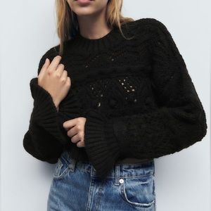 Zara cropped knit sweater NWT